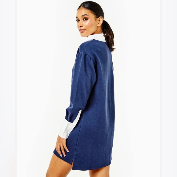 NWT - ADDISON BAY Women's Rugby Sweatshirt Mini Dress, Navy And White, small - Picture 5 of 14